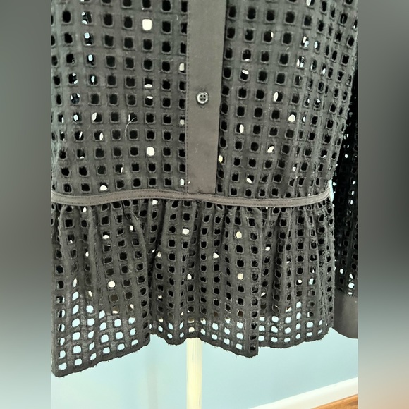NEW Who What Wear Perforated Black Blouse Button Down - Picture 5 of 5